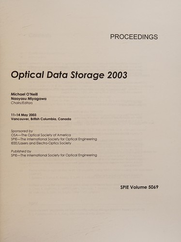 Cover for Optical data storage 2003
