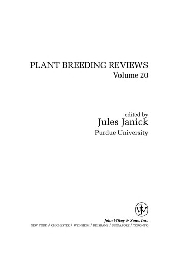Cover for Plant breeding reviews