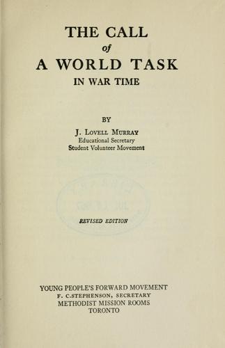 Cover for The call of a world task in war time.