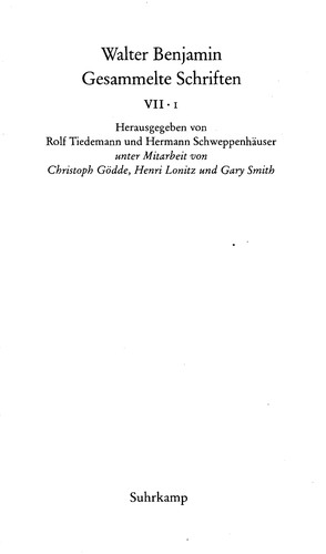 Cover for Gesammelte Schriften VII. Nachträge.