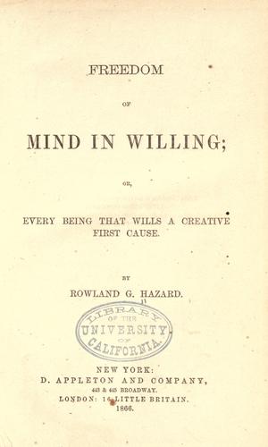 Cover for Freedom of mind in willing