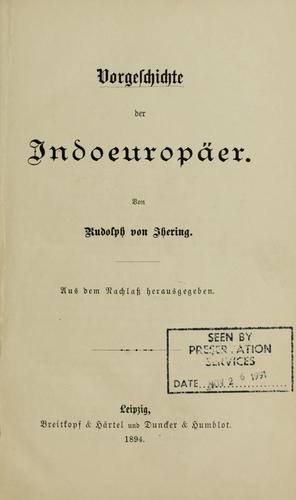 Cover for Vorgeschichte der Indoeuropäer
