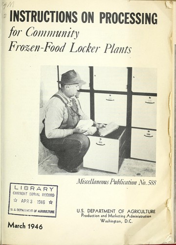 Cover for Instructions on processing for community frozen-food locker plants