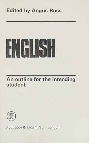 Cover for English: an outline for the intending student
