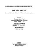 Cover for Solid State Ionics III