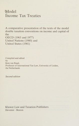 Cover for Model Income Tax Treaties