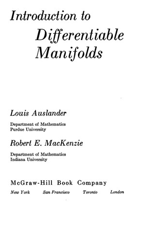 Cover for Introduction to differentiable manifolds