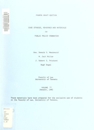 Cover for Case studies, readings and materials on public policy formation
