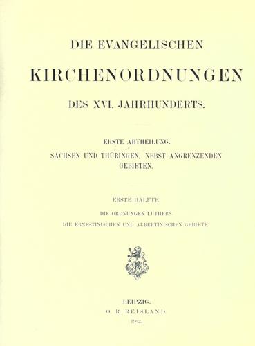 Cover for Die evangelischen Kirchenordnungen des 16. Jahrhunderts