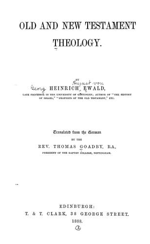 Cover for Old and New Testament theology