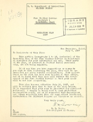 Cover for Operating plan