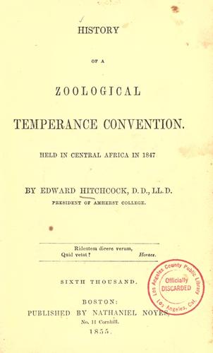 Cover for History of a zoological temperance convention.