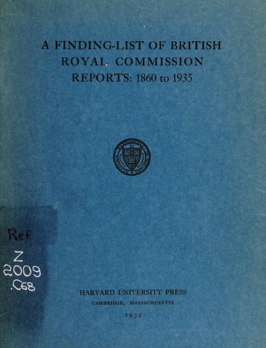 Cover for A finding-list of British Royal Commission reports: 1860 to 1935