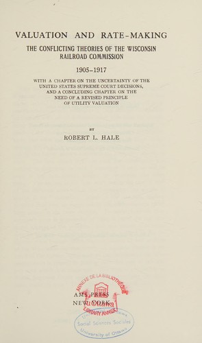 Cover for Valuation and rate-making