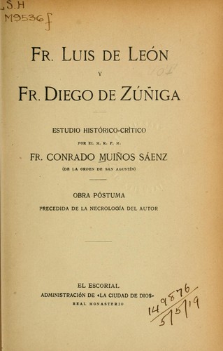 Cover for Fr. Luis de León y Fr. Diego de Zúñiga
