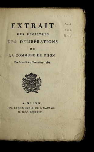 Cover for Extrait des registres des de libe rations