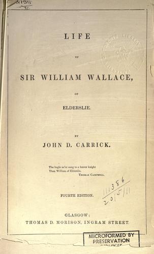 Cover for Life of Sir William Wallace of Elderslie.
