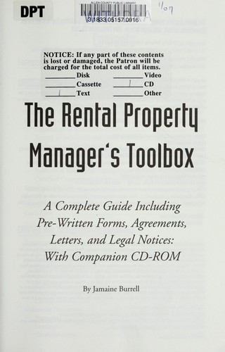 Cover for The rental property manager's toolbox