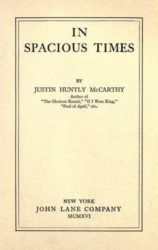 Cover for In spacious times