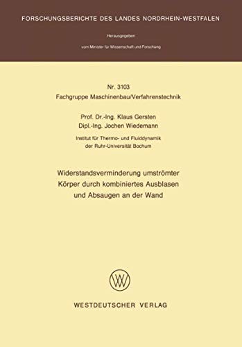 Cover for Widerstandsverminderung umströmter Körper durch kombiniertes Ausblasen und Absaugen an der Wand