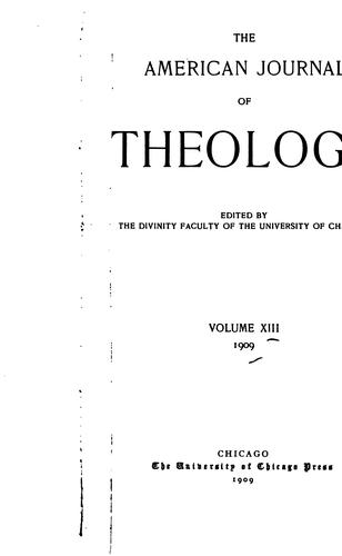 Cover for The American Journal of Theology
