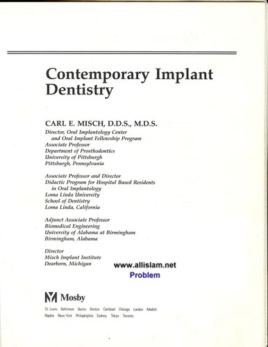Cover for Contemporary implant dentistry