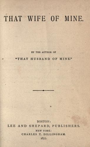 Cover for That wife of mine