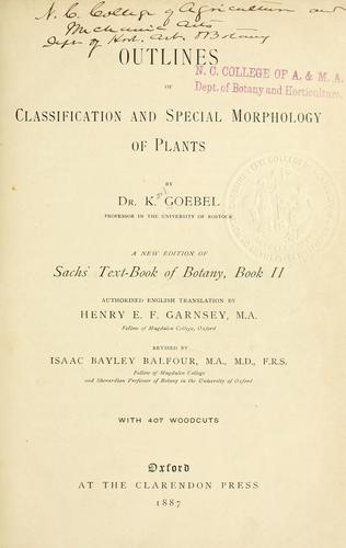 Cover for Outlines of classification and special morphology of plants