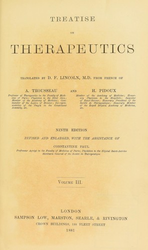 Cover for Treatise on therapeutics