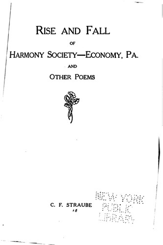 Cover for Rise and fall of Harmony society - Economy, Pa.