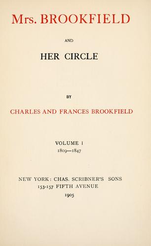 Cover for Mrs. Brookfield and her circle