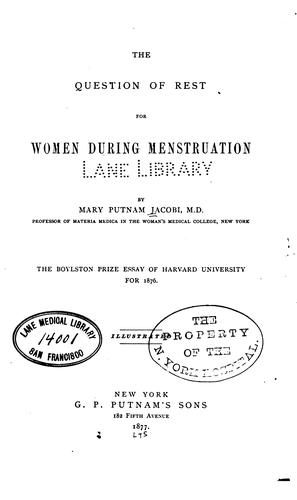Cover for The Question of Rest for Women During Menstruation