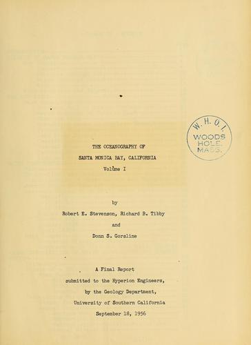 Cover for The oceanography of Santa Monica Bay, California