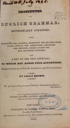 Cover for The institutes of English grammar, methodically arranged
