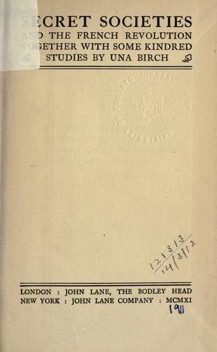 Cover for Secret societies and the French revolution