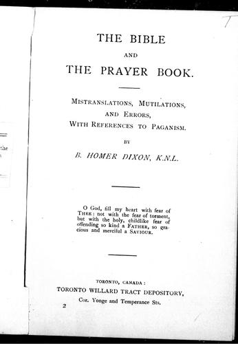 Cover for The Bible and the prayer book