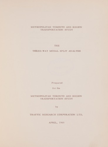 Cover for The three-way modal split analysis.