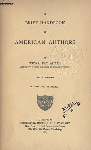 Cover for A brief handbook of American authors.