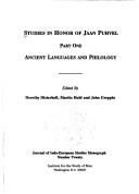Cover for Studies in Honor of Jaan Puhvel - Part One (Journal of Indo-European Monograph No.20)