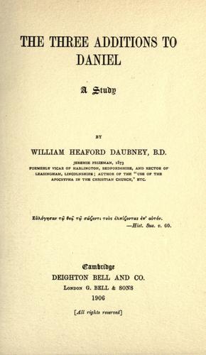 Cover for The three additions to Daniel