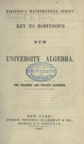 Cover for Key to Robinson's new university algebra.
