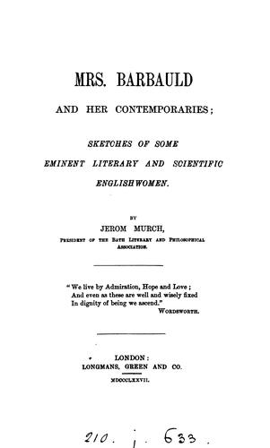 Cover for Mrs. Barbauld and her contemporaries; a paper