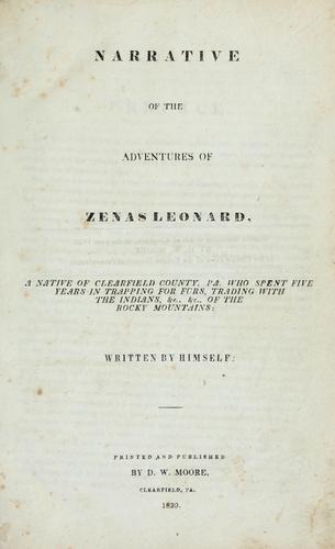 Cover for Narrative of the adventures of Zenas Leonard