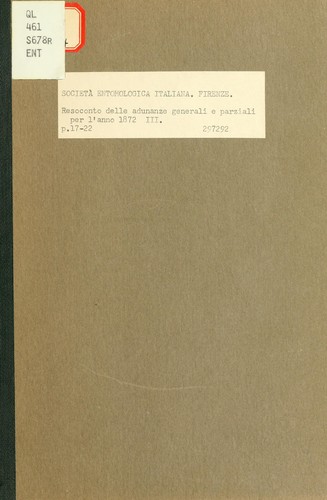 Cover for Resoconto delle adunanze generali e parziali per l'anno ...