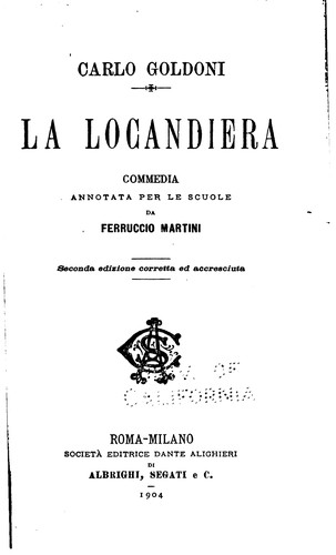 Cover for La locandiera