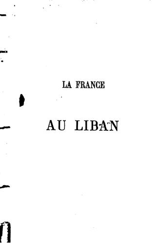 Cover for La France au Liban