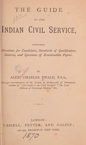 Cover for The guide to the Indian civil service, containing directions for candidates, standards of qualifications, salaries, and specimens of examination papers