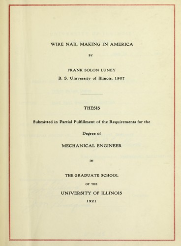 Cover for Wire nail making in America