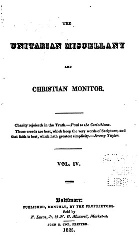 Cover for The Unitarian Miscellany and Christian Monitor