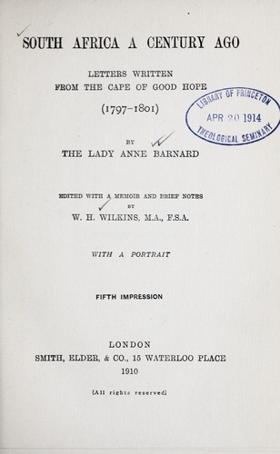 Cover for South Africa a century ago